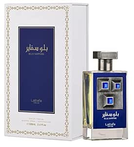 Lattafa Blue Sapphire Eau De Parfum Spray para unisex, 3.4 onzas