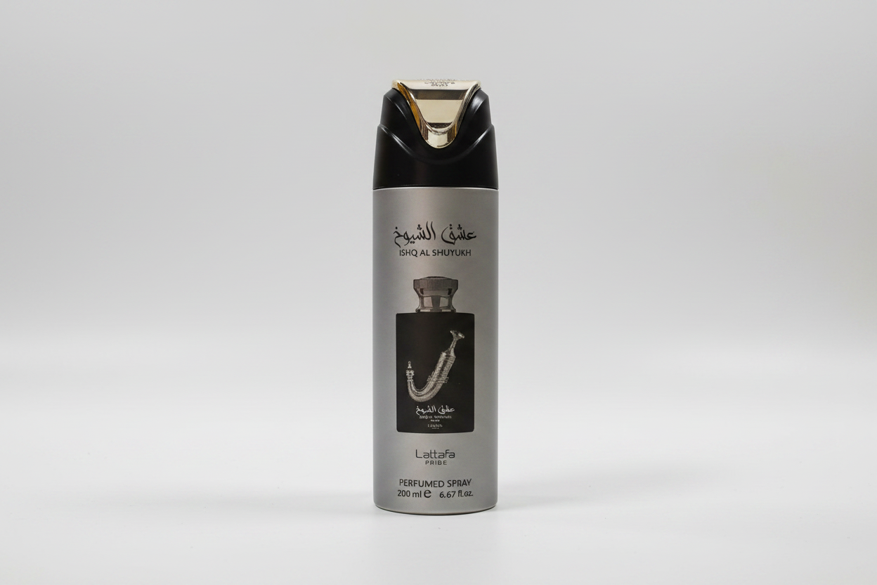 ISHQ AL SHUYUKH SILVER BODY SPRAY 20ML DESODORANT By LATTAFA