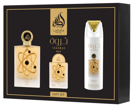 THARWAH GOLD GIFT SET 3PC EDP BY LATTAFA